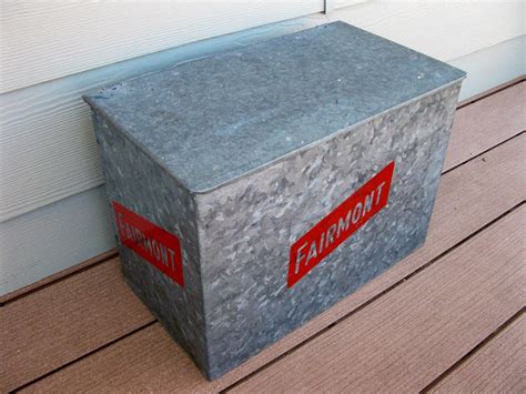 galvanized metal milk box|old metal milk box.